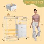 White Dresser with Rack, Drawers, LED & Charging