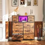 10-Drawer Bedroom Dresser with LED Light and Power Outlet
