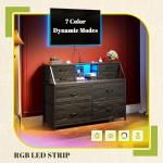 Modern 8-Drawer Dresser with Power Strip & LED