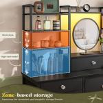 Romorgniz Black Dresser with LED Lights and Drawers