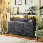 Black Dresser with LED Light and 13 Drawers