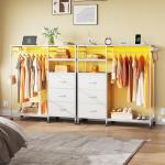 White Dresser with Rack, Drawers, LED & Charging