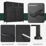 9-Drawer Tall Dresser with Wooden Top, Black