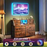8 Drawer Fabric Storage Dresser with LED Lighting