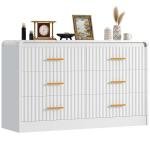YITAHOME 6-Drawer Power Outlet Dresser in White