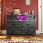 Modern 8-Drawer Dresser with Power Strip & LED