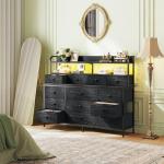 Black Dresser with LED Light and 13 Drawers
