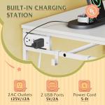 White Dresser with Rack, Drawers, LED & Charging