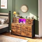 8 Drawer Fabric Storage Dresser with LED Lighting