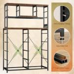 Rustic Brown Dresser with Charging Station and LED Lights