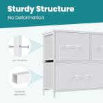 White 5-Drawer Fabric Dresser for Bedroom