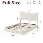 Full Floating Bed Frame with LED Lights & Storage