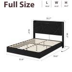 Full Floating Bed Frame with LED Lights & Storage