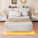 Full Floating Bed Frame with LED Lights & Storage