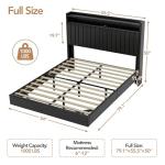 Full Size Floating Bed Frame with LED Lights