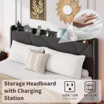 Full Floating Bed Frame with LED Lights & Storage