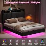 Full Size Floating Bed Frame with LED Lights