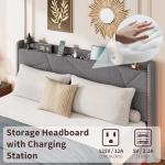 King Floating Bed Frame with LED Lights & Storage