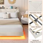 Full Floating Bed Frame with LED Lights & Storage