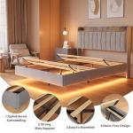 Floating Bed Frame with LED Lights and Storage