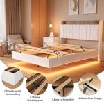 Queen Floating Bed Frame with LED Lights & Storage