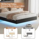 Full Size Floating Bed Frame with LED Lights