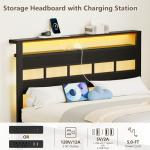 Full Size Bed Frame with LED Lights & Storage