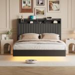 Full Size Floating Bed Frame with LED Lights