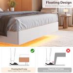 Queen Floating Bed Frame with LED Lights & Storage