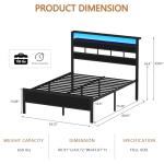 Full Size Bed Frame with LED Lights & Storage