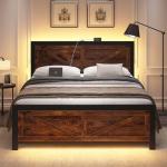 Queen Bed Frame with USB Charging & Barn Door