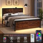 Queen Bed Frame with USB Charging & Barn Door