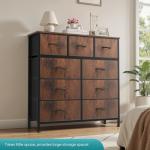 9 Drawer Fabric Dresser with Wood Top