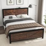 Queen Bed Frame with USB Charging & Barn Door