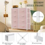 Pink Tall 8-Drawer Dresser with Fabric Bins