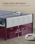 VASAGLE Twin Metal Bed Frame with Upholstered Headboard
