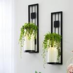 Modern Metal Candle Holder Wall Sconces - Set of 2
