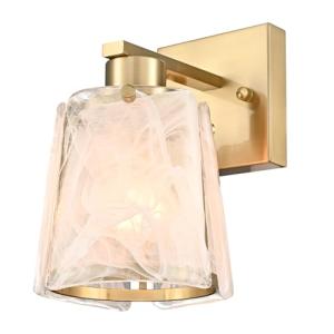 Gold Modern Wall Sconce with Unique Glass Shade