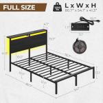 Rolanstar Full Size Bed Frame with LED Lights