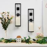 Modern Metal Candle Holder Wall Sconces - Set of 2
