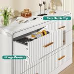 YITAHOME 6-Drawer Power Outlet Dresser in White