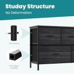 Black Wood 5-Drawer Fabric Storage Dresser