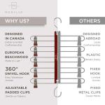 Space-Saving Beechwood Skirt Hangers with Clips