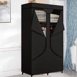 Portable Wardrobe Organizer with Metal Rack, Black