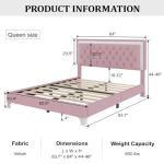 Modern Pink Queen Bedroom Set with LED Lights