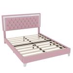 Modern Pink Queen Bedroom Set with LED Lights