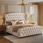 VASAGLE King Size Upholstered Bed Frame with Headboard