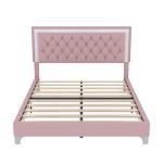 Modern Pink Queen Bedroom Set with LED Lights
