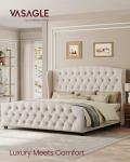 VASAGLE King Size Upholstered Bed Frame with Headboard