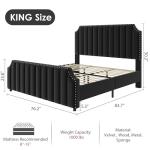 Velvet King Size Platform Bed Frame with Headboard
